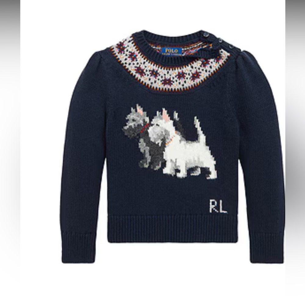 Polo Ralph Lauren Dog Yoke Sweater in Navy NWOT